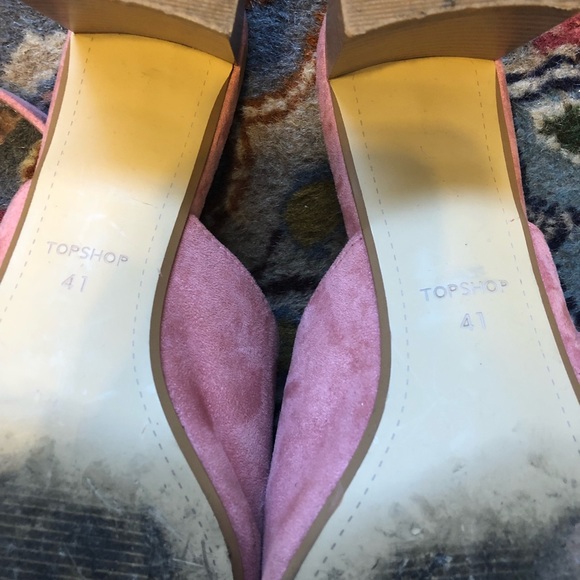 Topshop Pink Suede Block Heel Sandals - Picture 4 of 4